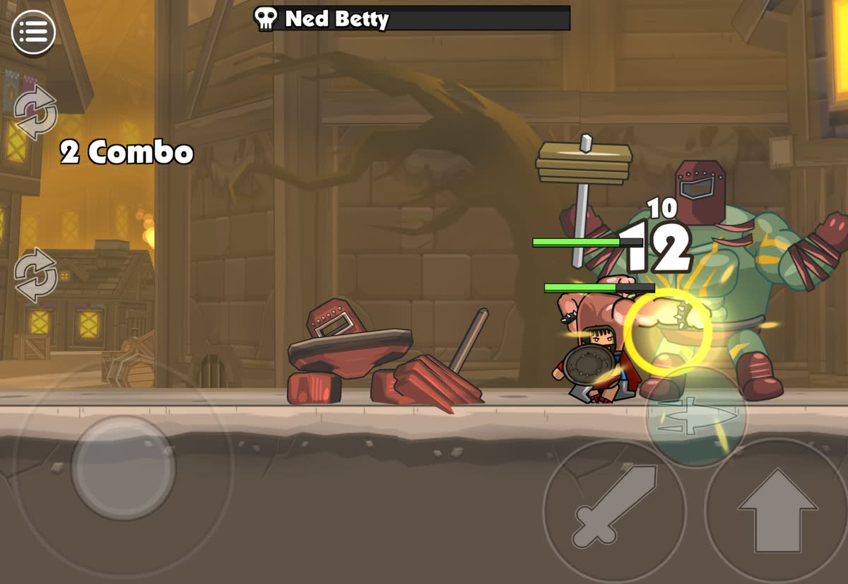 The wrestler and the Spartan land hits together on a big armoured boss