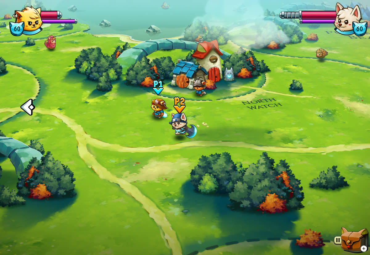 The two heroes walking the overworld map near North Watch